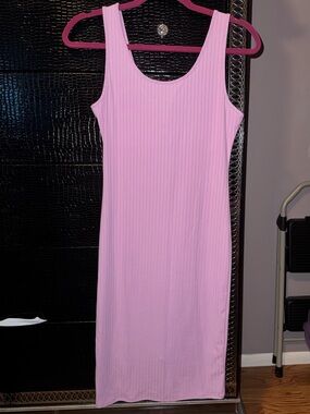 Absolutely Pink Ribbed Midi Tank Dress